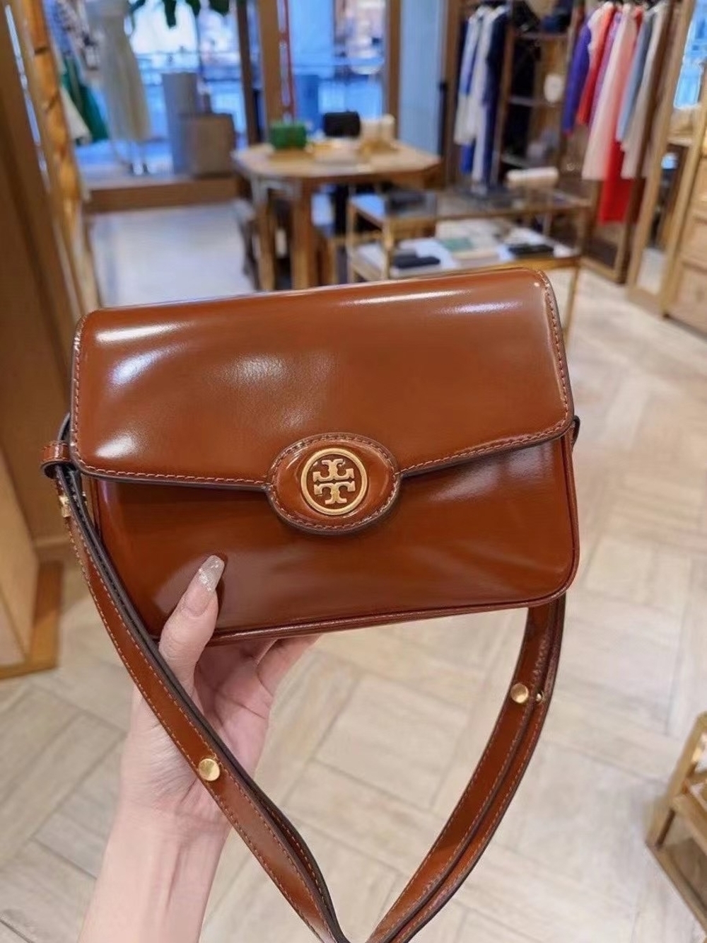 Tory Burch Robinson Brown Leather Shoulder Bag